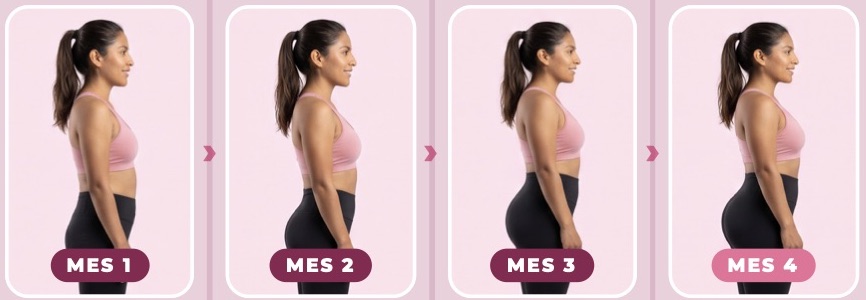 Evolución del mes 1 al mes 4 tomando Creatina for Women
